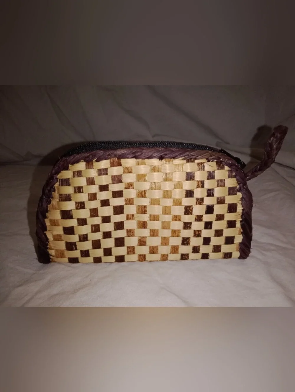 Vintage Hand Woven Clutch Zipper Purse Boho Retro Indigenous Tribal Pocket